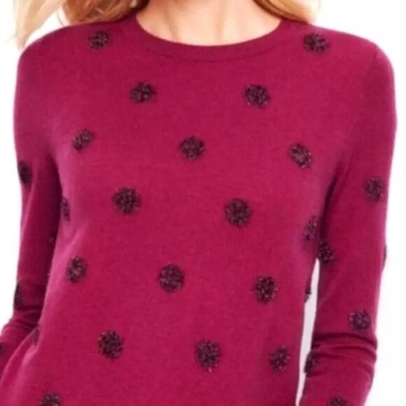NWT Talbot's Textured Lamb's Wool Blend Sweater Sz S Petite Burgundy Holiday - Picture 2 of 8